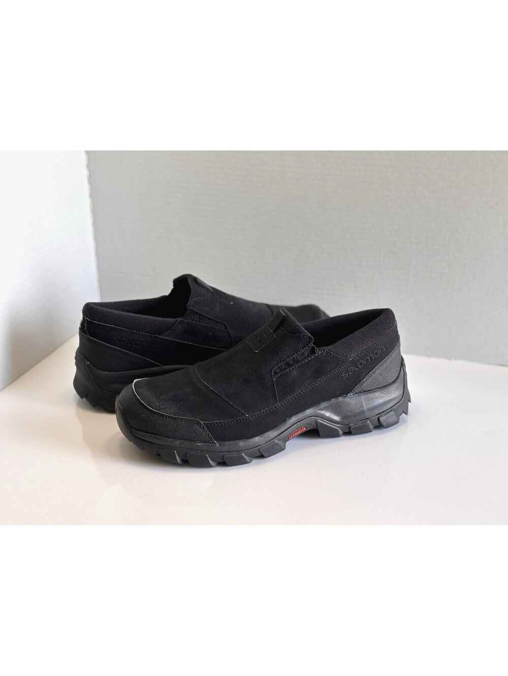 Salomon Snowclog Shoes Men's 10 Black Suede Slip On Waterproof Winter Contragrip